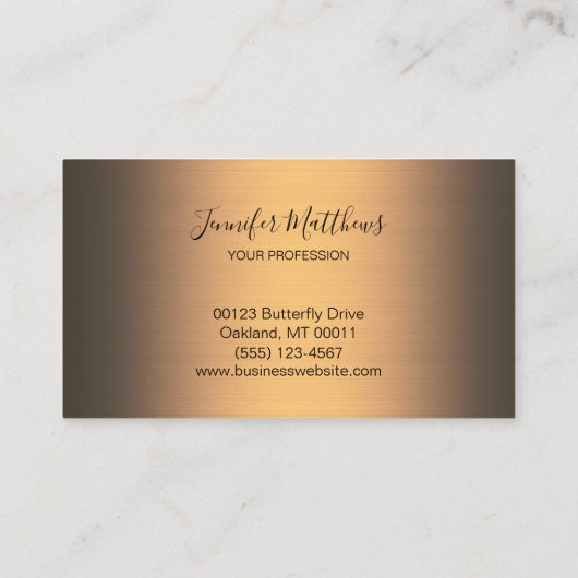 エレガント金ゴールドエージェントグリッタースクリプト 名刺 (裏面)