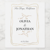 エレガント金ゴールドオリーブ結婚ブランチのワインラベル ワインラベル (シングルラベル)