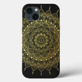 エレガント金ゴールドオンソフトブラックフローラヘナマンダラ Case-Mate iPhoneケース (裏面)