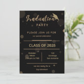 エレガント金ゴールドオンブラックエクセシレーションパーティー招待状 招待状 (スタンド正面)