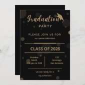 エレガント金ゴールドオンブラックエクセシレーションパーティー招待状 招待状 (正面/裏面)