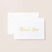 エレガント金ゴールドオン白ブライダル結婚ズ・サンキュー 箔カード (封筒付き正面)