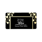 エレガント金ゴールドオン結婚ブラック差出人住所 ラベル (正面)