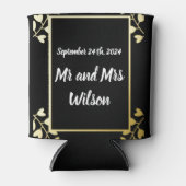 エレガント金ゴールドオン結婚ブラック 缶クーラー (正面)