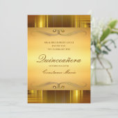 エレガント金ゴールドオン金ゴールドキンセアニェラ招待状 招待状 (スタンド正面)