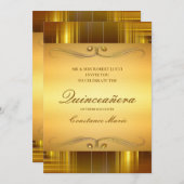 エレガント金ゴールドオン金ゴールドキンセアニェラ招待状 招待状 (正面/裏面)
