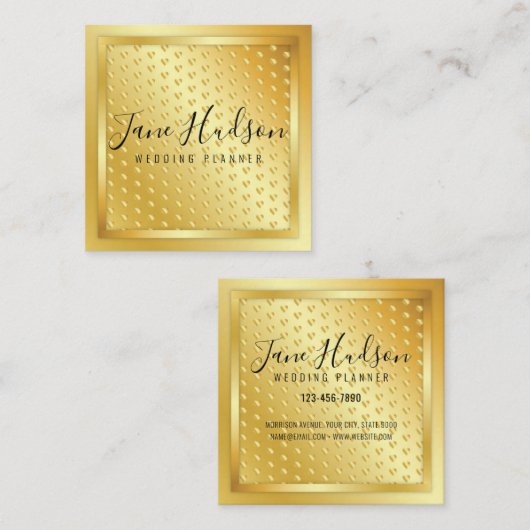 エレガント金ゴールドオン金ゴールド斑点ミニマル編集可能 スクエア名刺 (正面/裏面)
