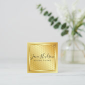 エレガント金ゴールドオン金ゴールド斑点ミニマル編集可能 スクエア名刺 (スタンド正面)