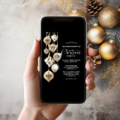 エレガント金ゴールドオーナメントクリスマスパーティの招待状 招待状