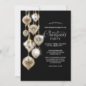 エレガント金ゴールドオーナメントクリスマスパーティの招待状 招待状 (正面)