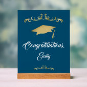 エレガント金ゴールドオーナメント卒業生 アクリルサイン (ニュートラル)