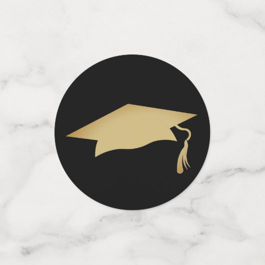 エレガント金ゴールドオーナメント卒業生 コンフェッティ (スモール正面)