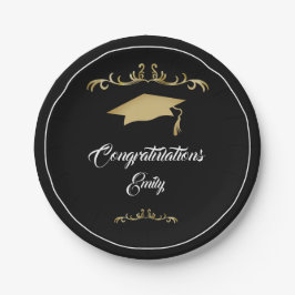 エレガント金ゴールドオーナメント卒業生 ペーパープレート