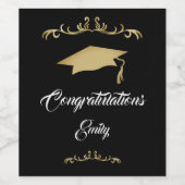 エレガント金ゴールドオーナメント卒業生 ワインラベル (シングルラベル)