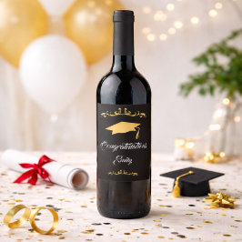 エレガント金ゴールドオーナメント卒業生 ワインラベル