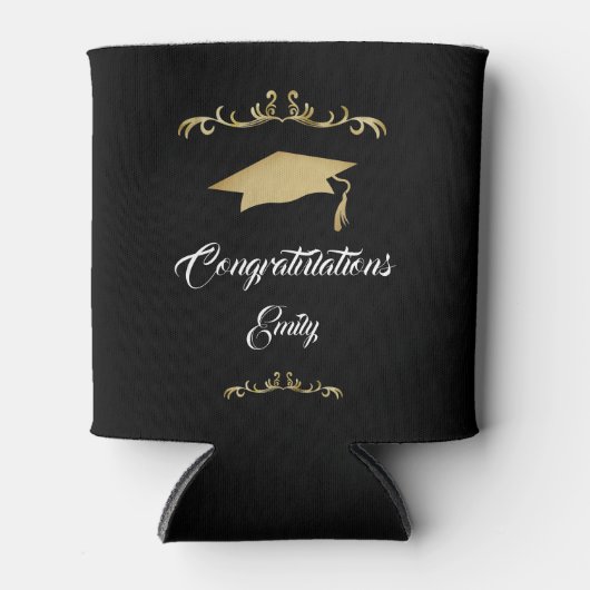 エレガント金ゴールドオーナメント卒業生 缶クーラー (正面)