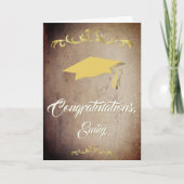 エレガント金ゴールドオーナメント卒業 カード (正面)