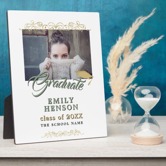 エレガント金ゴールドオーナメント大学院卒業写真 フォトプラーク (側面)