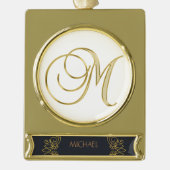 エレガント金ゴールドオーナメント文字m ゴールドプレートバナーオーナメント (正面)
