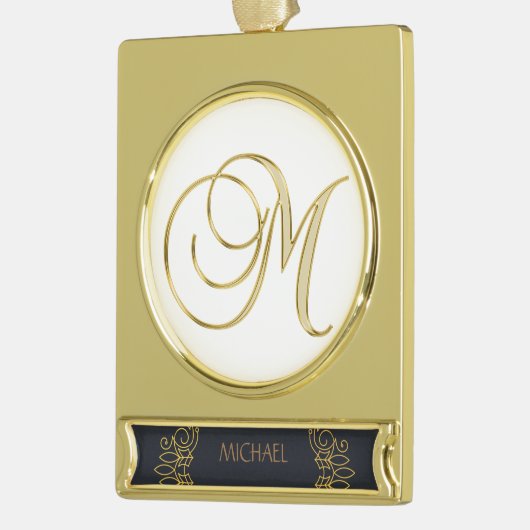 エレガント金ゴールドオーナメント文字m ゴールドプレートバナーオーナメント (左)