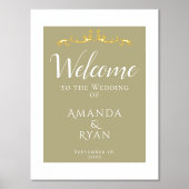 エレガント金ゴールドオーナメント歓迎結婚の 箔ポスター (正面)