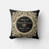 エレガント金ゴールドオーナメント50結婚周年記念 クッション (正面)