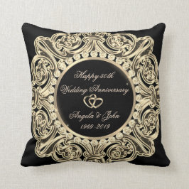 エレガント金ゴールドオーナメント50結婚周年記念 クッション