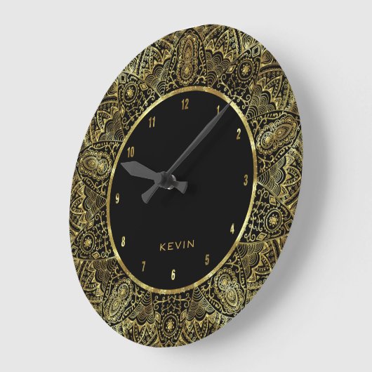 エレガント金ゴールドオーナントレースサークルフレーム ラージ壁時計 (傾斜)
