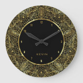 エレガント金ゴールドオーナントレースサークルフレーム ラージ壁時計 (正面)