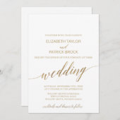 エレガント金ゴールドカクテルとディナ結婚ー 招待状 (正面/裏面)