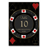 エレガント金ゴールドカジノトランプのポーカーチ結婚ップ テーブルナンバー (正面)