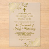 エレガント金ゴールドカスタイリッシュルモダンス結婚の アクリル招待状 (正面)