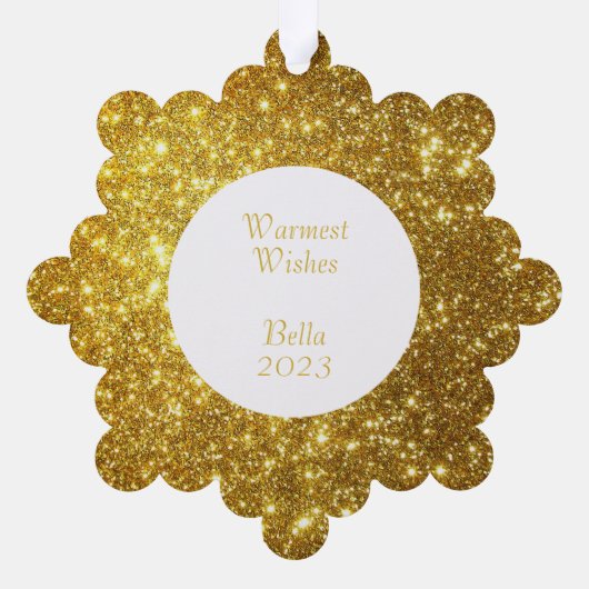 エレガント金ゴールドカスタマイズグリッター オーナメントカード (裏面)