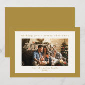 エレガント金ゴールドカスタムフォトクリスマスホリデーカード シーズンカード (正面/裏面)