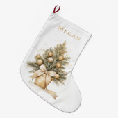 エレガント金ゴールドカスタムメリークリスマスツリー ラージクリスマスストッキング (正面 (吊り時))