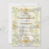 エレガント金ゴールドカップルのポートレート素朴な結婚写真 招待状 (正面)