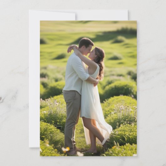 エレガント金ゴールドカップルのポートレート素朴な結婚写真 招待状 (裏面)