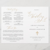 エレガント金ゴールドカトリック結婚式 プログラム全質量 (正面)