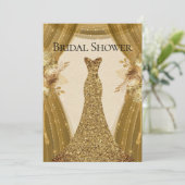 エレガント金ゴールドカーテンブライダルシャワー 招待状 (スタンド正面)