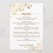 エレガント金ゴールドカールと白の渦巻き結婚形 メニュー (正面)