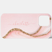 エレガント金ゴールドガーリーグリッターグラムピンク大理石名 Case-Mate iPhoneケース (裏面 (横))