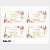 エレガント金ゴールドガーリーフローラ美しいサロン 長方形シール (シート)