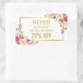 エレガント金ゴールドガーリーフローラ美しいサロン 長方形シール (バッグ)