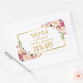 エレガント金ゴールドガーリーフローラ美しいサロン 長方形シール (封筒)