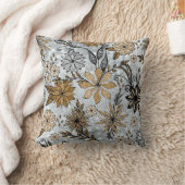 エレガント金ゴールドガーリー&シルバーグリッターフローラデザイン クッション (ブランケット)