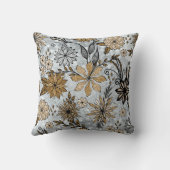 エレガント金ゴールドガーリー&シルバーグリッターフローラデザイン クッション (裏面)