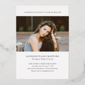 エレガント金ゴールドキャップポートレート写真卒業 箔招待状 (裏面)