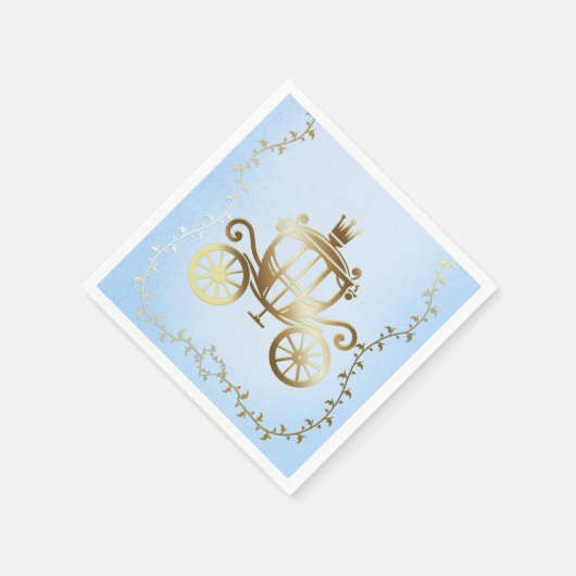 エレガント金ゴールドキャリッジブルーストーリーブック王室の スタンダードカクテルナプキン (角)