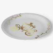 エレガント金ゴールドキャリッジホワイトストーリーブック王室の ペーパープレート (アングル)