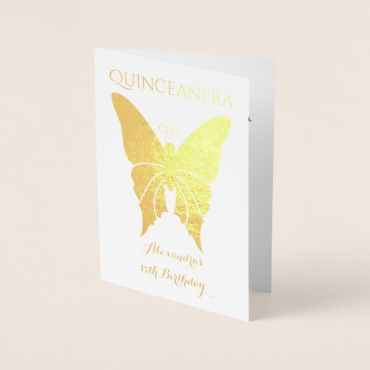 エレガント金ゴールドキンセアニェラ招待状 箔カード (正面)